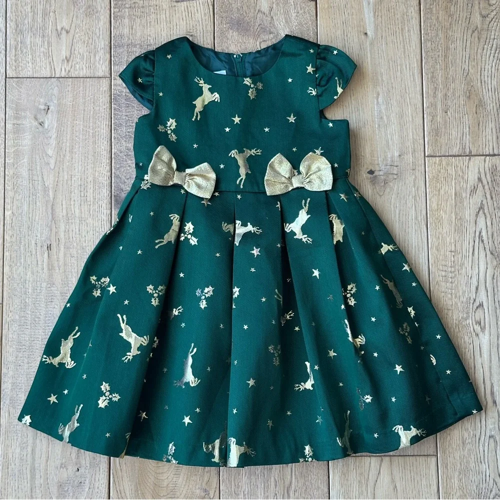 Bonnie Jean Reindeer Jacquard Holiday Dress size 2T - Picture 2 of 10